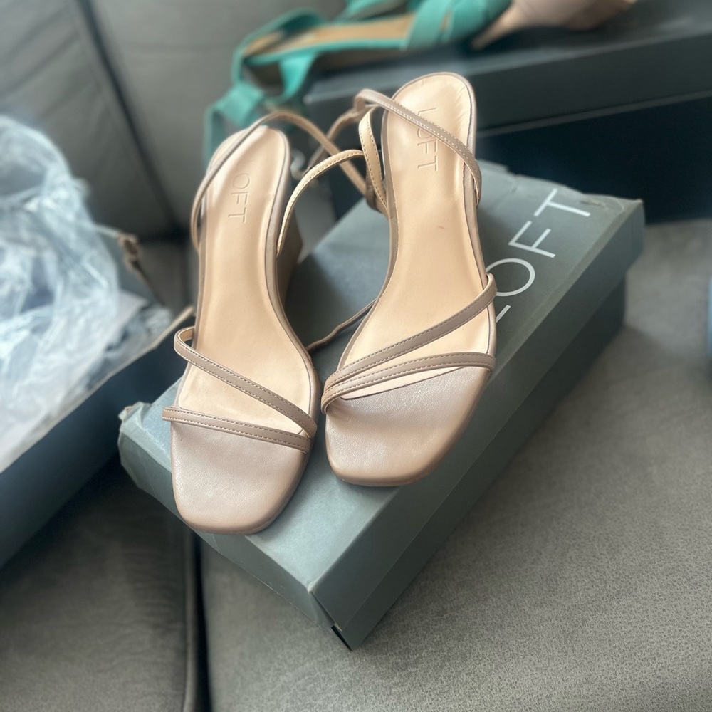 LOFT Nude Strappy Heels